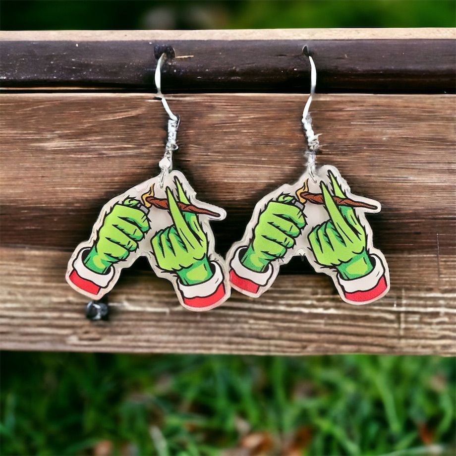 New Christmas Grinch Novelty Earrings